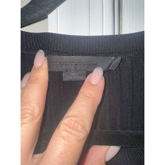 Alexander Wang Black Long Sleeve Bodycon Dress Crystal Cuffs Size L - Picture 9 of 11